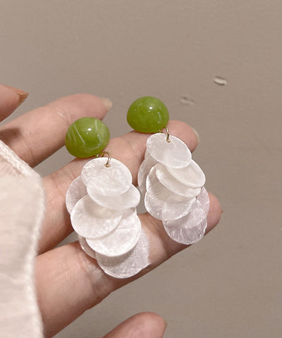 Cute Colorblock Copper Alloy Shell Tassel Drop Earrings