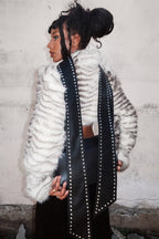 Metallic Buckle Faux Fur Cardigan Coat