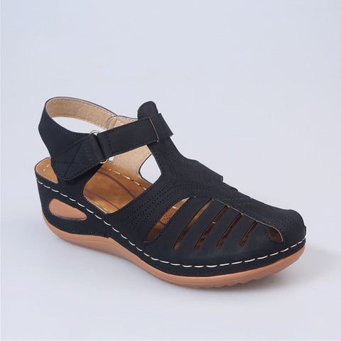 Women's Sandals Summer Rome Vintage  Hollow out Wedge Heels Platform Ladies Shoes Hook Loop Embroidery Sewing Female Sandal