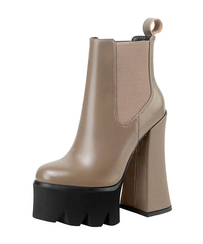 Nuevas botas de tacón alto con plataforma y empalme en color caqui 