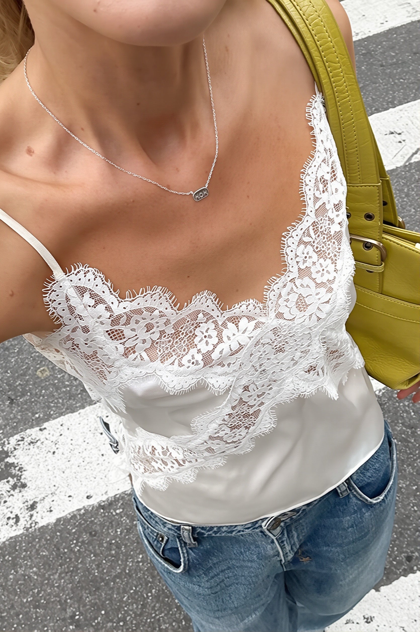 Lace Panel Cut Out Cami Top