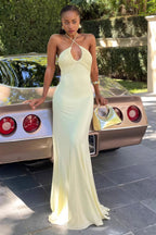 Halter Open Back Ruched Bodycon Mermaid Mini Dress