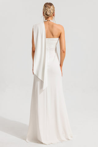 Sequin Solid Ruched Split Maxi Dress