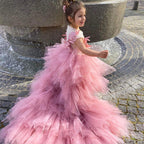 Sommerkleid für Mädchen, luxuriös, mit Schwanenschwanz, Prinzessinnenkleid, Festkleid, Kommunionkleid 