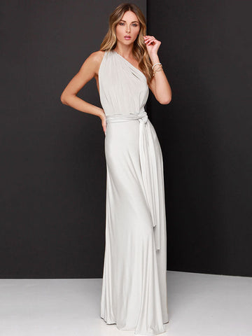 Vestido maxi sexy de cumpleaños sin mangas con escote pronunciado y espalda descubierta, vestido de noche de color sólido 