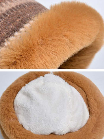 Damen Winter Strickmütze aus Wolle-Khaki-Schwarz 