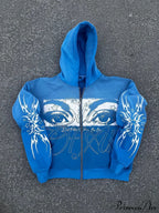 3D Print Vintage  Long Sleeve Zip Hoodie