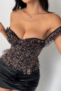 Sequin Leopard Square Neck Boned Cami Top