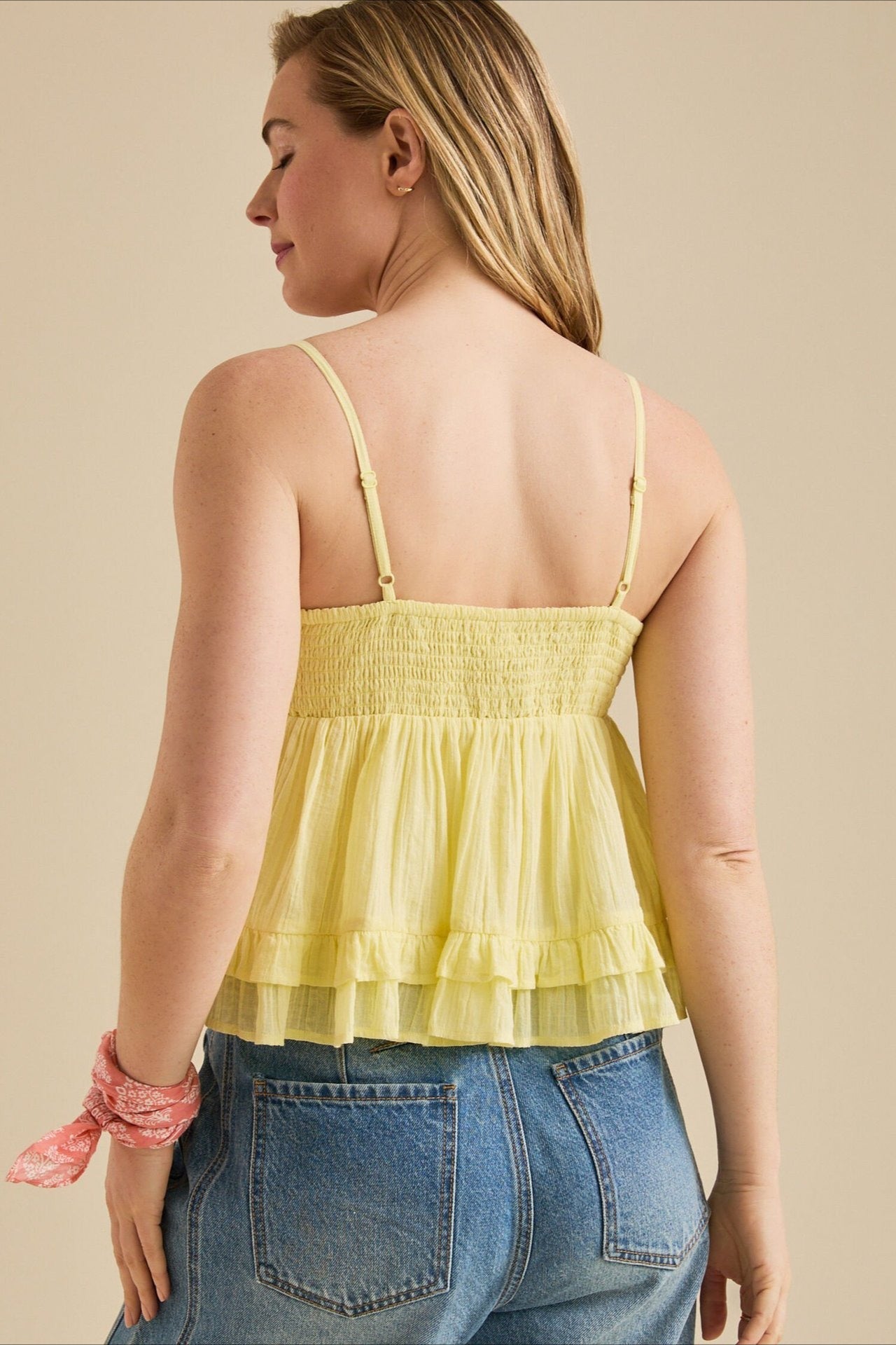 Lace V Neck Mesh Loose Cami Top