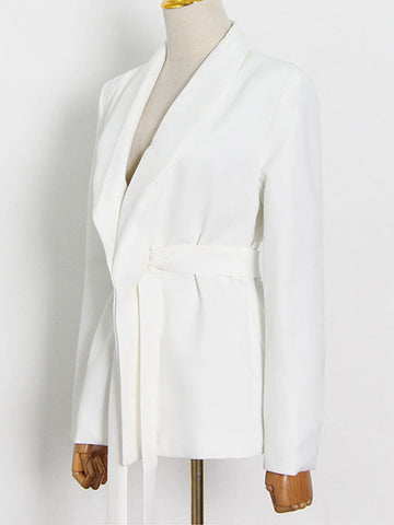 TARUXY Damen-Anzugset mit Schnürung, schmaler Blazer, Herbst, weiß, hohe Taille, modische Hose, Straße, lässige Bürohose, 2-teiliges Outfit-Set 