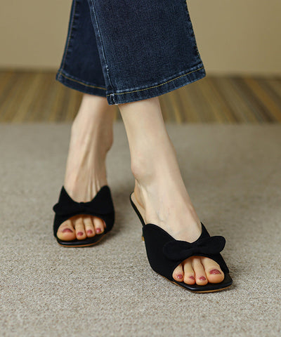 Edle High Heel Sandalen aus blauem Wildleder mit Schleife 