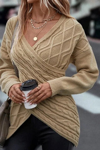 Blusa informal asimétrica con cuello en V y tirantes cruzados (5 colores) 