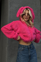 Zip-Up Teddy Fleece Hoodie