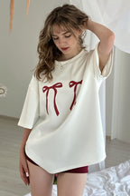 Loose Bow Print Fashion T‑shirt