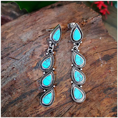 Pendientes de patchwork geométrico de moda 
