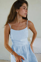 Spaghetti Strap Backless Ruffle Maxi Dress