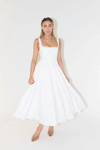 Celeste Charm - Vestido midi con escote cuadrado 