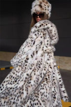 Faux Fur Leopard Print Hooded Long Coat