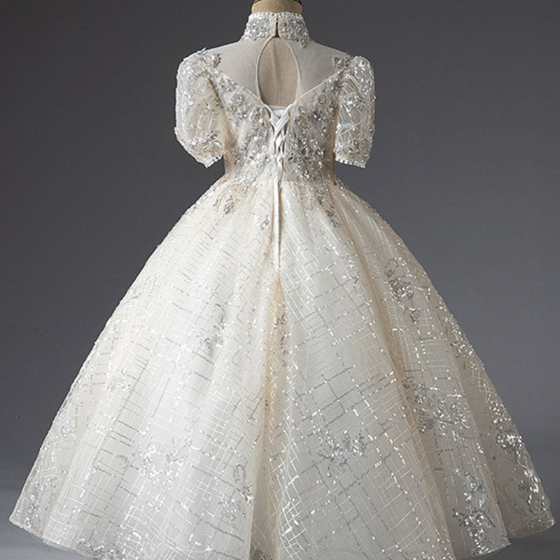 Kommunionkleid für Mädchen, Festkleid für Babys, luxuriöses Pailletten-Prinzessinnenkleid für Hochzeiten 