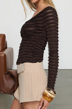 Ruffle Textured Sheer Layered Blouse