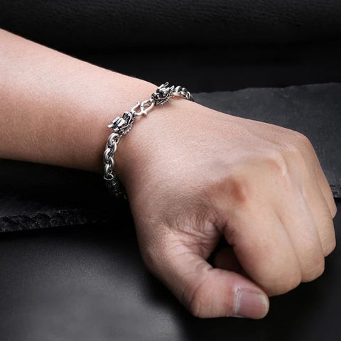 Sterling Silver Dragon Lucky Chain Bracelet