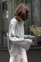 Cotton Pullover Open-Back Loose Sexy Knit Top