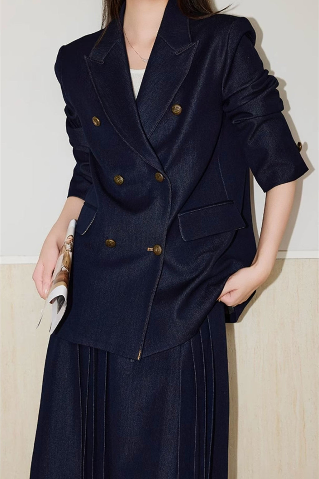 Double Breasted Twill Blazer