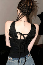 Y2K Lace-Up Wing Tank Top