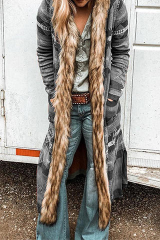 Lässige Oberbekleidung mit Patchwork-Tasche und Kapuzenkragen im Street-Print (4 Farben) 