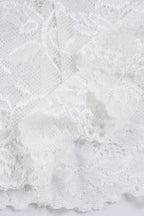 Solid Lace Splice Lapel Casual Blouse