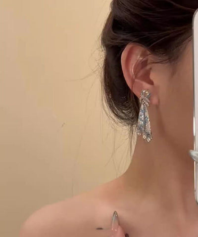 Fashion Rainbow Alloy Zircon Silk Tassel Drop Earrings