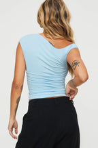 Asym Neck Ruched Slim Blouse