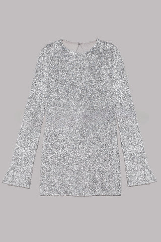 Flash Focus – Minikleid mit Pailletten, extralangen Schlitzärmeln und offenem Rücken 