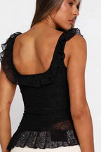 Chic White Lace Tie Backless Tank Top