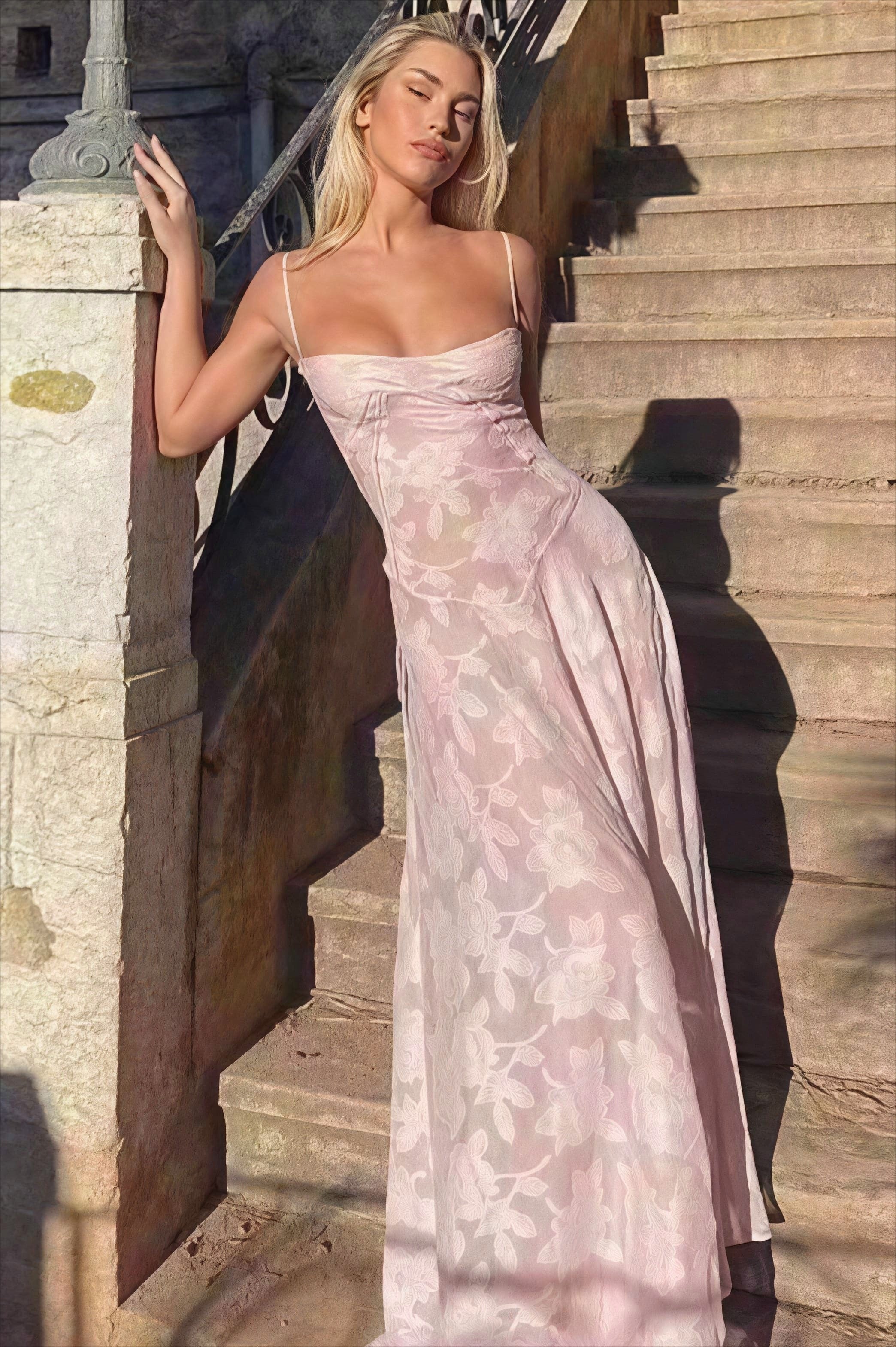 Elegant Jacquard Cami Maxi Dress
