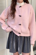 Retro Toggle-Button Loose Short Knit Cardigan