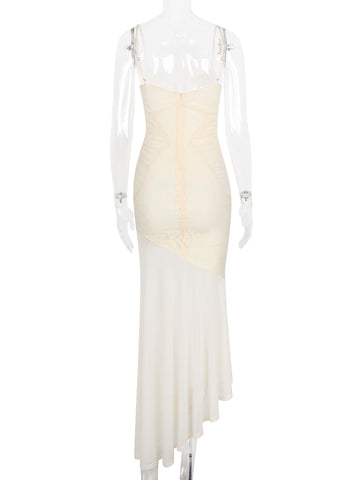 Vestido ajustado de encaje con volantes, plisado, tirantes finos, espalda descubierta, para fiesta de cumpleaños, midi. 