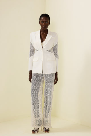 Wavy Line Jacquard Blazer
