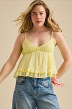 Lace V Neck Mesh Loose Cami Top