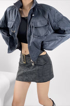 Cropped Cargo High Neck Coat
