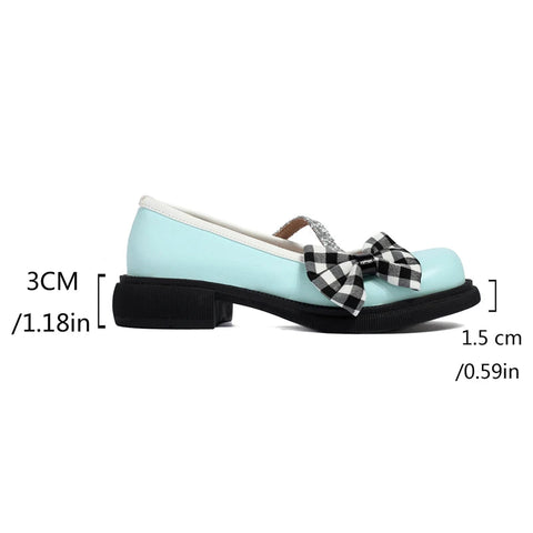 - Blau Rosa Weiß Lolita Stil Süße Mädchen Student Mary Jane Schuhe Frauen Runde Zehen Plattform Plaid Schleife JK Uniform Flats Loafers 42 