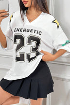 Fashion Loose Street Print Color Block Sporty T-shirt