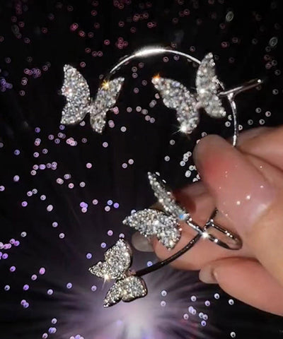 Unique Retro Silk Alloy Butterfly Zircon Stud Earrings