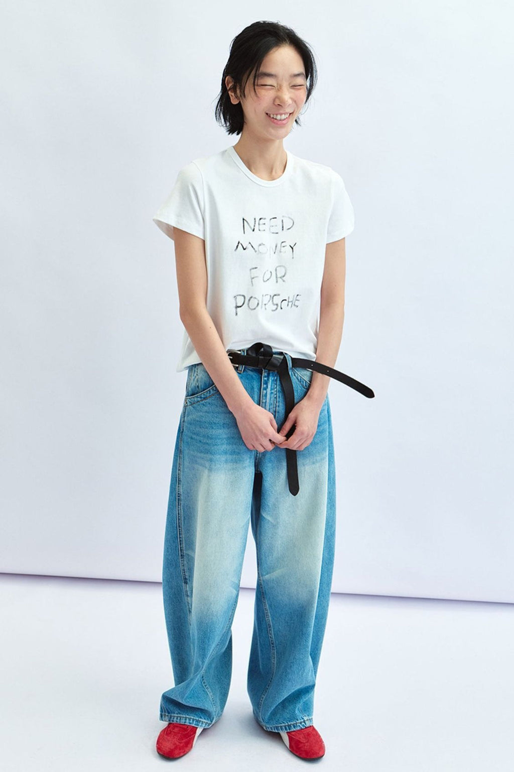 Letter Print Crew Neck Fitted T‑shirt