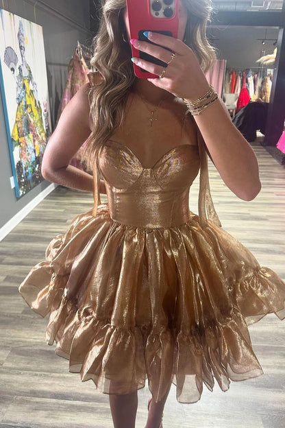 Pink Adjustable Straps A-Line Corset Short Homecoming Dress