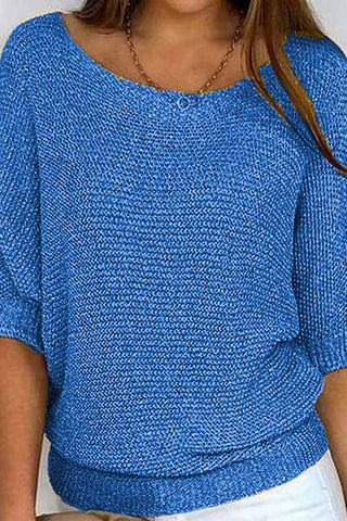 Suéter básico de punto Meridress con cuello redondo y mangas 3/4