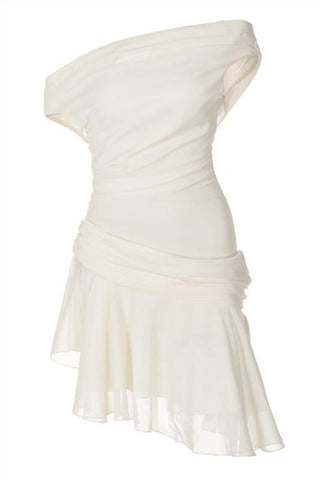 Marina One-shoulder Chiffon Mini Dress