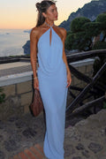 Creative Sleeveless Halter Backless High-Waist Maxi Dress