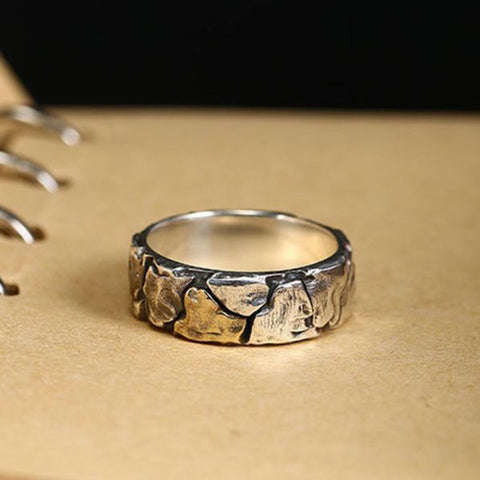 Sterling Silver Stone Crackle Personalized Ring