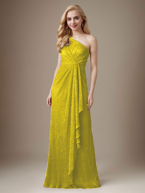 Rubinrotes Etuikleid mit One-Shoulder-Schulter und Metallic-Mesh-Optik, Brautmutterkleid
